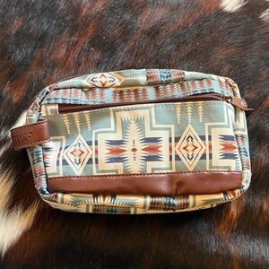 Pendleton Rustic Aztec Print Dopp Kit Toiletry Bag - Brown & Teal